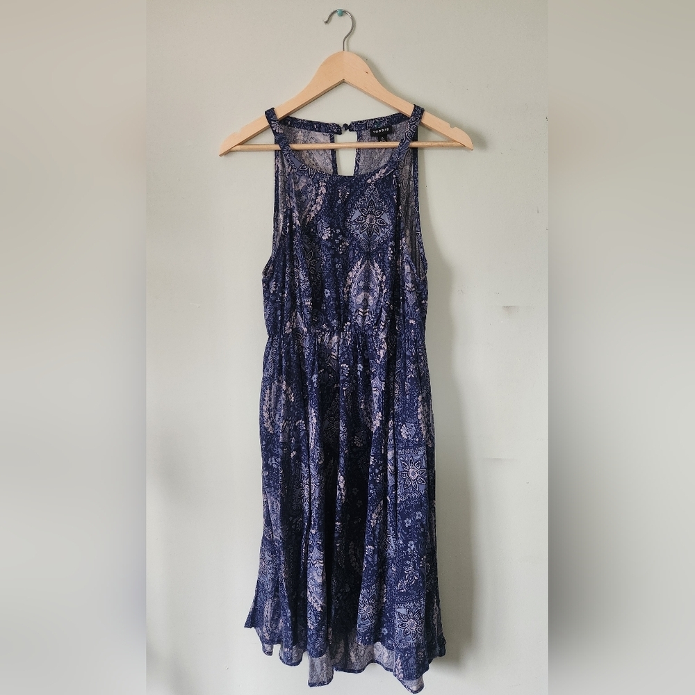 Torrid Blue Paisley Dress Sz 0 - Picture 2 of 5